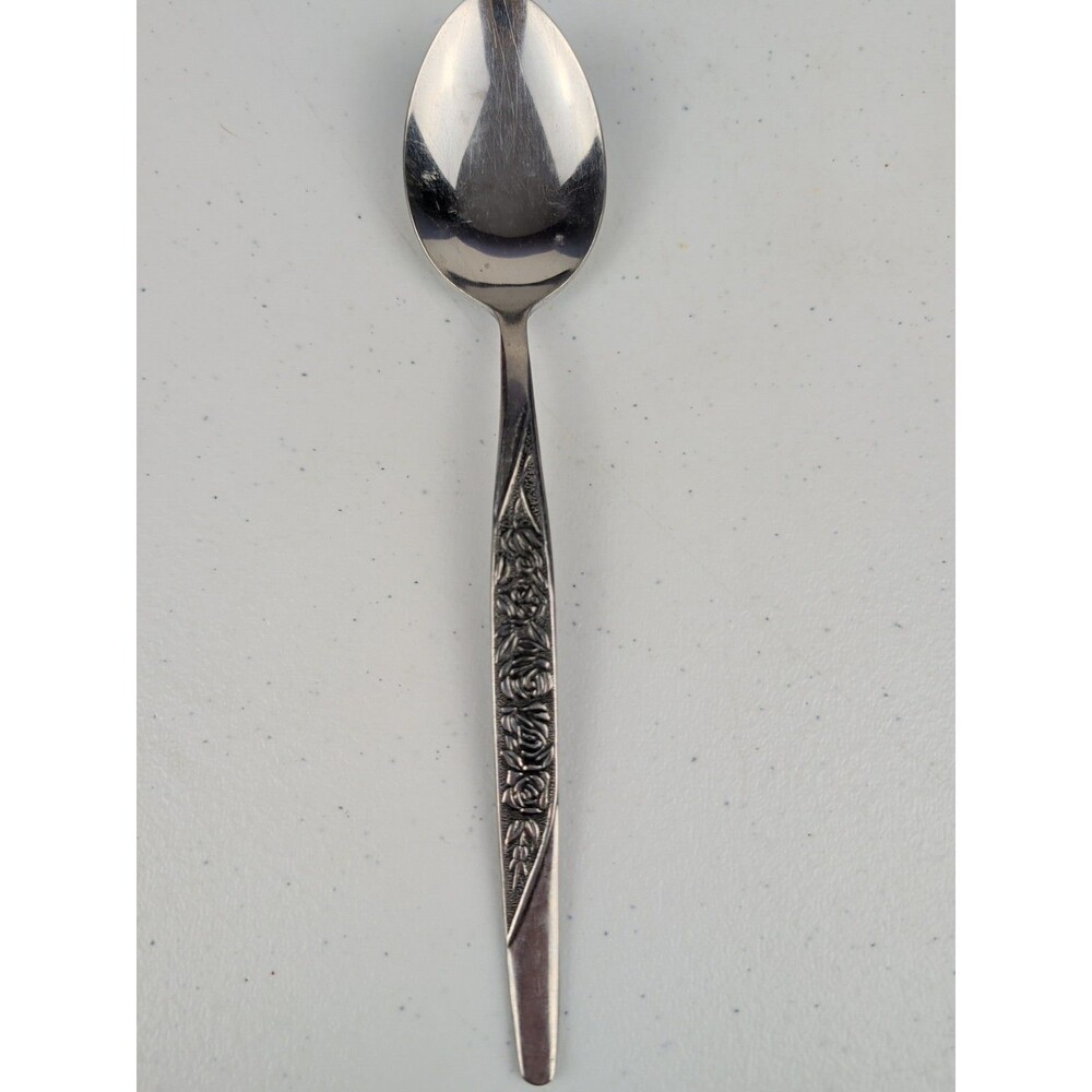 National CARESS Nasco ROSEVINE Stainless Korea Tablespoon Serving Spoon Vintage